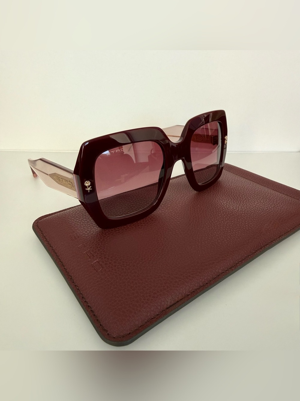 NEW!!! ETRO women red oversized sunglasses ETRO 0011/S LHF3X Authentic